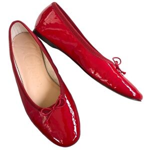 EUC J. Crew Leather Ballet Flats Red Size 6